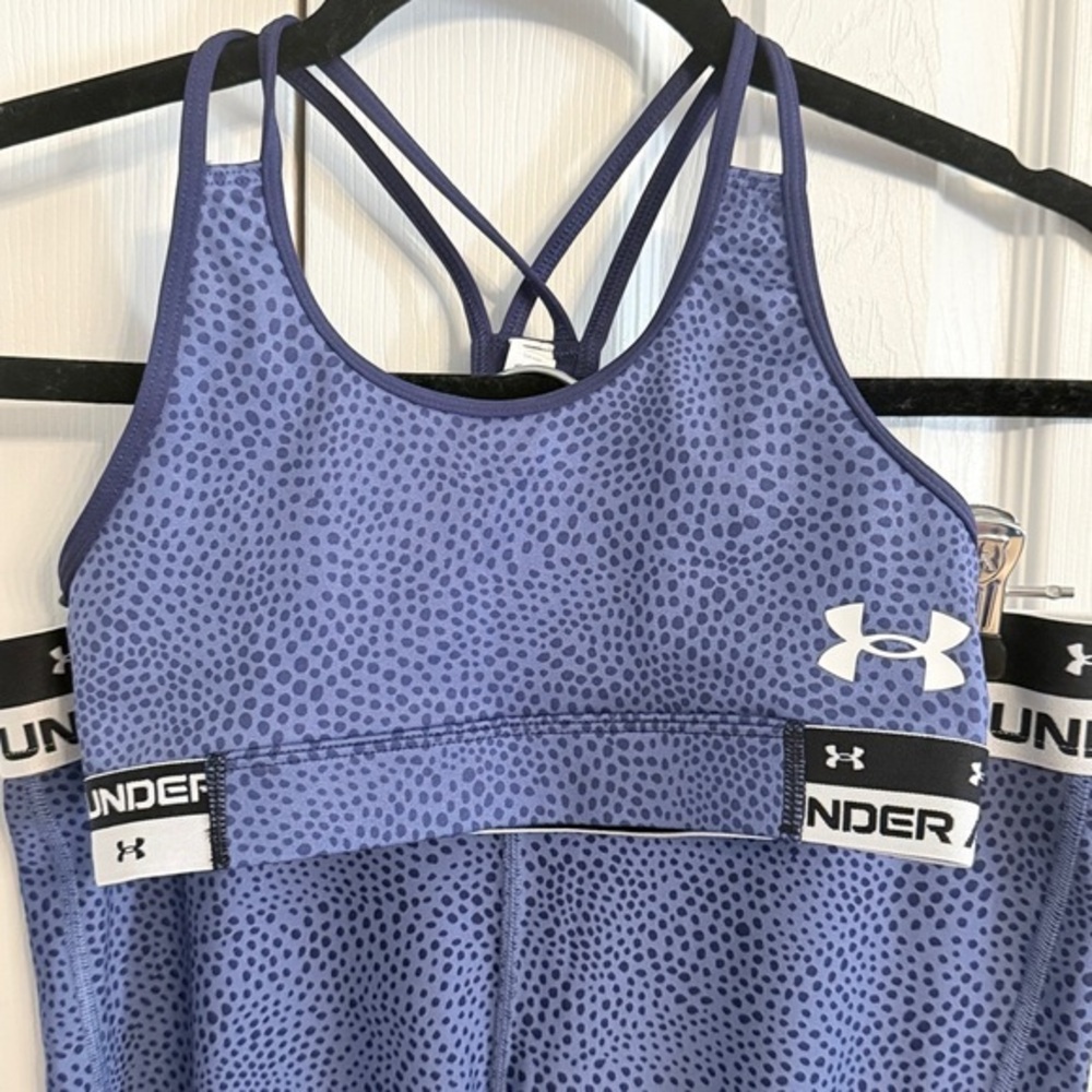 Under Armour  Girls Sz M/L Printed Crossback Sports Bra & Leggings LIKE NEW GA